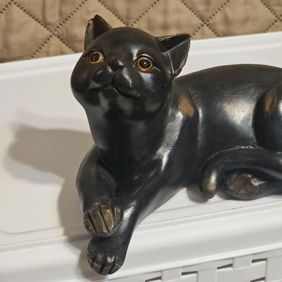Vtg Pair Black Brown Kitty Cat Figurines  Shelf Sitters 6" and 7" READ - Picture 4 of 16